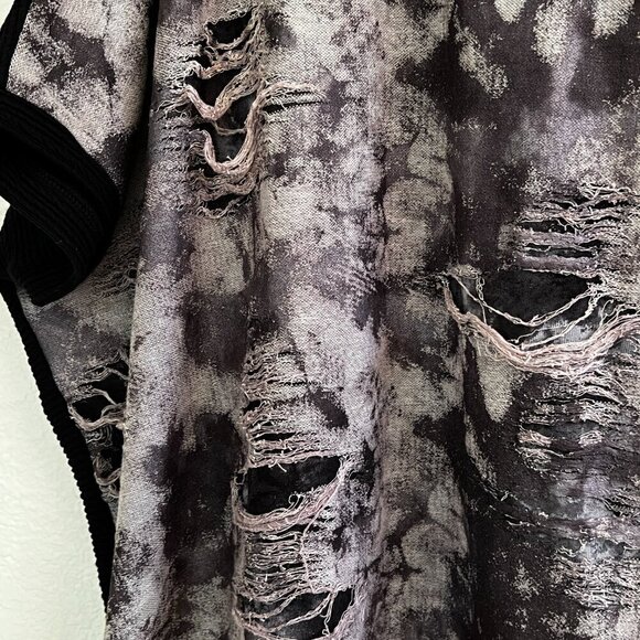 Tie Dye Gauze Distressed black/gray Oversized Lagenlook Boxy One Size (READ) - Picture 2 of 10